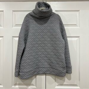 GapFit Jacquard Knit Funnel-Neck Pullover Spacedye Grey Womens Large Cozy Comfy